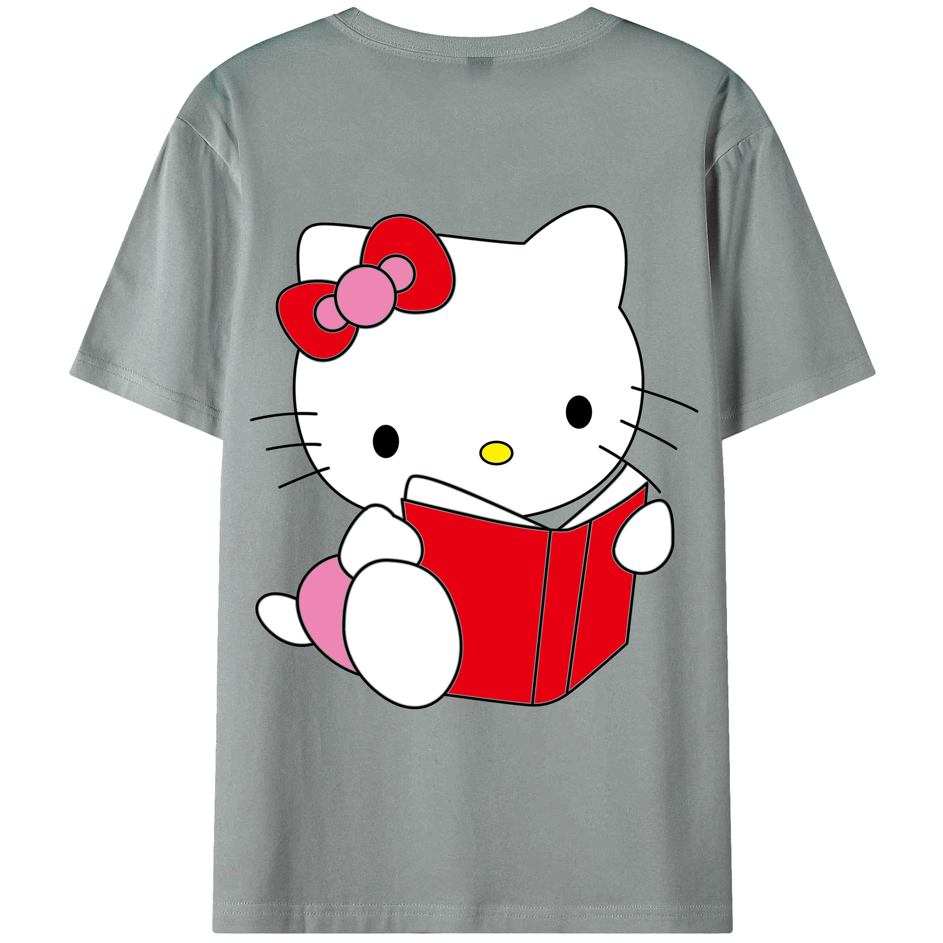 （画像用） Hello Kitty ハローキティ 綿100％ メンズ半袖Tシャツ（バックプリント） 通気性